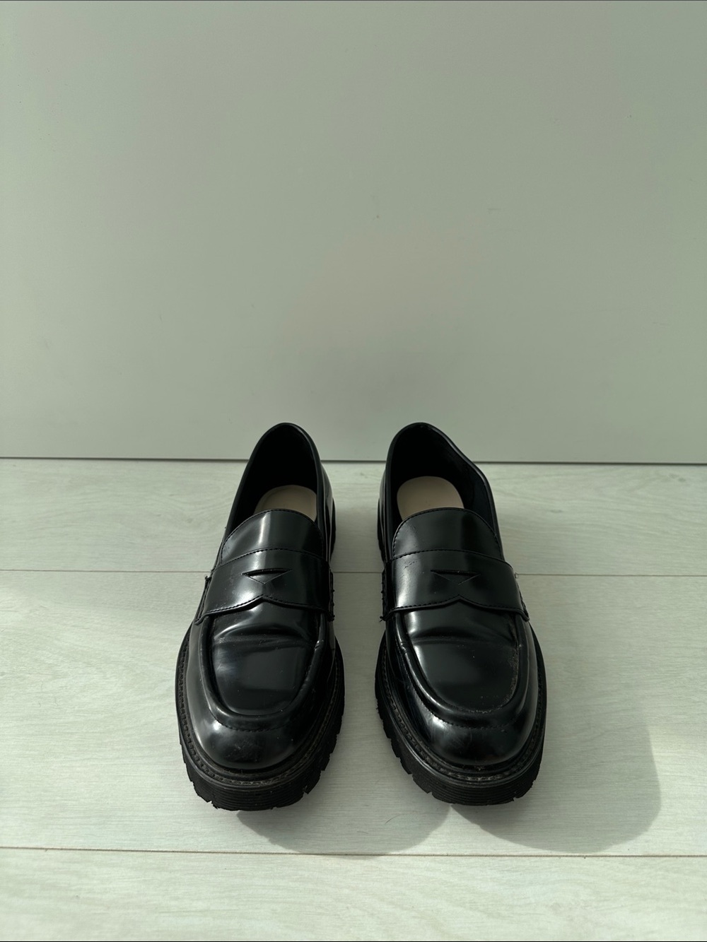Women's Black Penny Loafers — Sleek Platform Flats